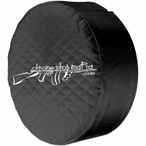 26 Inch Chrome Shop Mafia Logo Black Quilted Tank Cover With 13 Inch Sleeve For Peterbilt