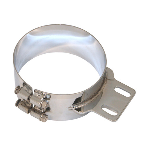 Chrome Plated SS Straight Exhaust Mounting Bracket, 6 Inch For Peterbilt 377, 378, 379, 386, 388, 389