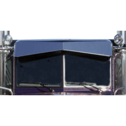 5.5 X 11.75 Inch Stainless Steel 2 Piece Bowtie Drop Visor Fits Peterbilt 300 Series W/ Flat Top