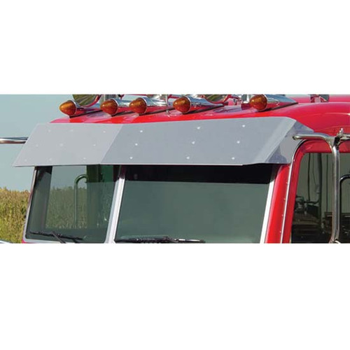 12.5 X 10.5 Inch Stainless Steel Bowtie Drop Visor By Roadworks Fits Peterbilt 378 & 379 W/ 2 Piece Windshields