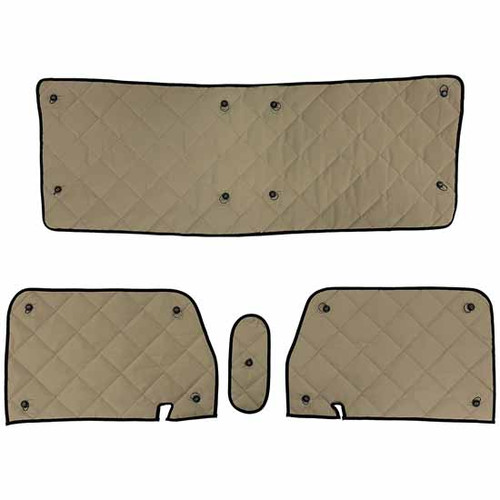 Robert James 4 PC Zeneclipse Blackout Front Window Covers - Black / Khaki For Peterbilt 587 2011 - 2017