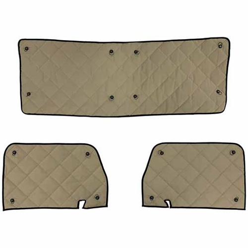 Robert James 3 PC Zeneclipse Blackout Front Window Covers - Black / Khaki For Peterbilt 375 1988 - 1995