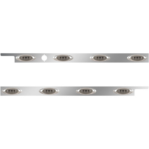 2. 5 Inch Stainless Steel Cab Panel W/ 4 P1 Amber/Smoked LED Lights W/ 1 Hole For Block Heater For Peterbilt 567, 579 W/ Rear Mount Or Horizontal Exhaust- Pair
