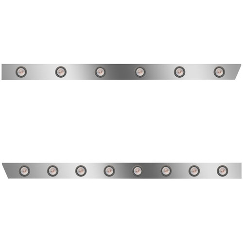 4 Inch Stainless Steel Cab Panels W/ 14 Total Amber/Clear 2 Inch Round LED Lights For Peterbilt 389 131 BBC