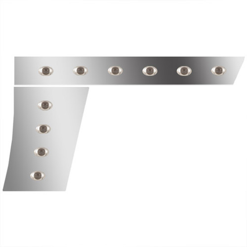 3 Inch Stainless Steel Extended Cab/Cowl Panels W/ 20 P3 Amber/Smoked LEDs For Peterbilt 389 131 BBC
