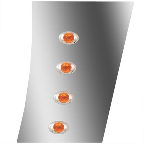 Stainless Steel Wide Cowl Panels W/ 8 P3 Amber/Amber LEDs For Peterbilt 389 131 BBC, Glider