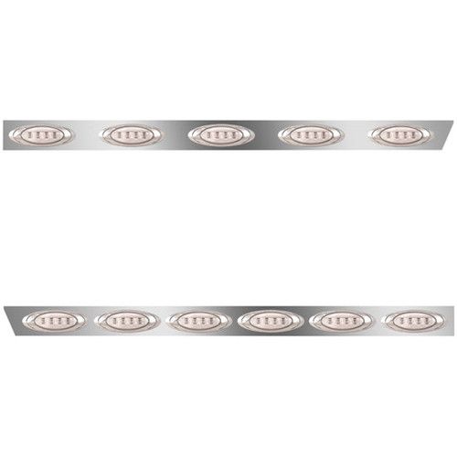 4 Inch Stainless Steel Standard Cab Panels W/ 11 Total P1 Amber/Clear LEDs For Peterbilt 389 2012-Newer