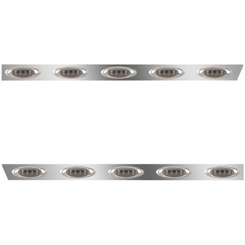 4 Inch Stainless Steel Standard Cab Panels W/ 10 P1 Amber/Smoked LEDs For Peterbilt 378, 379, 388, 389