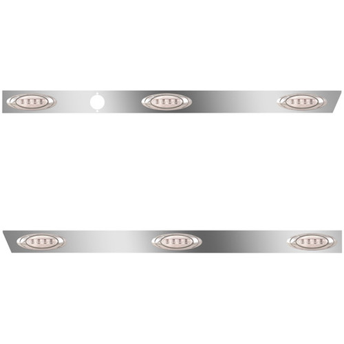 3 Inch Stainless Steel Day Cab Panels W/ 6 P1 Amber/Clear LEDs W/ Hole For Block Heater For Peterbilt 367, 388 123 BBC