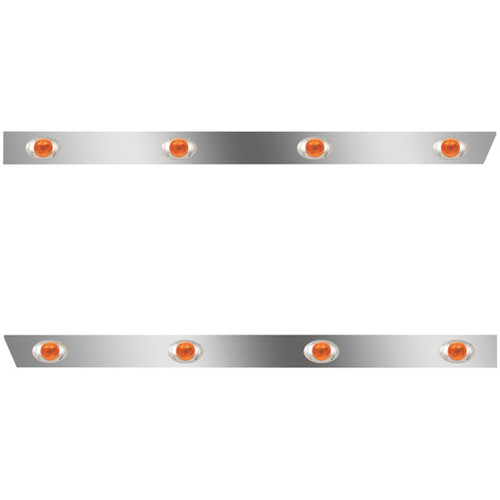 3 Inch Stainless Steel Day Cab Panels W/ 8 P3 Amber/Amber LEDs For Peterbilt 388, 389 123 BBC