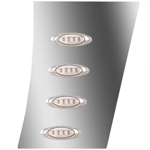 3 Inch Stainless Steel Wide Cowl Panels W/ 8 P1 Amber/Clear LEDs For Peterbilt 388 123 BBC
