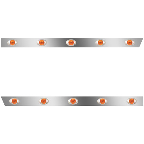 4 Inch Stainless Steel Standard Cab Panels W/ 10 P3 Amber/Amber LEDs For Peterbilt 388, 389