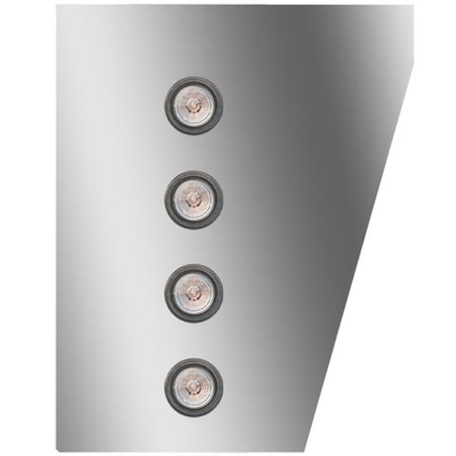 4 Inch Stainless Steel Wide Cowl Panels W/ 8 - 2 Inch Amber/Clear LEDs For Peterbilt 378, 379