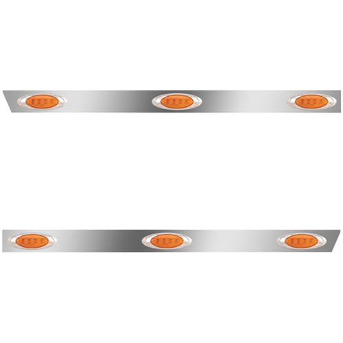 2.5 Inch Stainless Steel Cab Panels W/ 6 P1 Amber/Amber LEDs For Peterbilt 386 W/ Cab Mount Exhaust