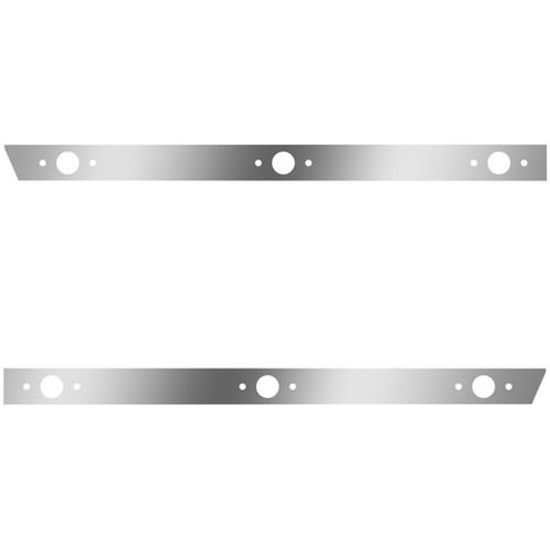 4 Inch Stainless Steel Cab Panels W/ 6 P1 Light Holes For Peterbilt 386 W/ Rear-Mount Exhaust