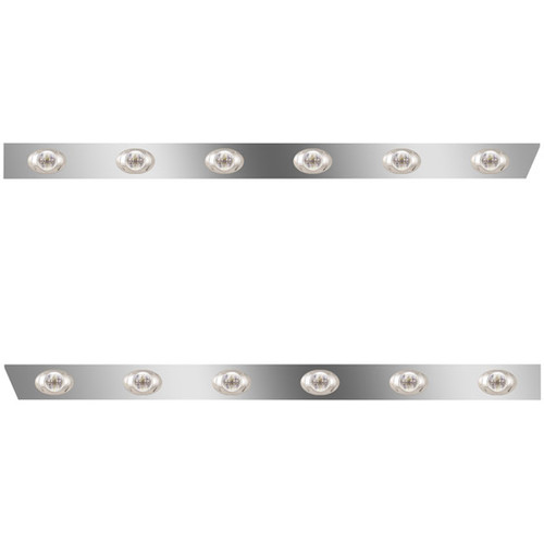 3 Inch Stainless Steel Wrapped Cab Panels W/ 12 P3 Amber/Clear LEDs For Peterbilt 378, 379, 388, 389