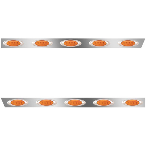 3 Inch Stainless Steel Standard Cab Panels W/ 10 P1 Amber/Amber LEDs For Peterbilt 388, 389, Glider
