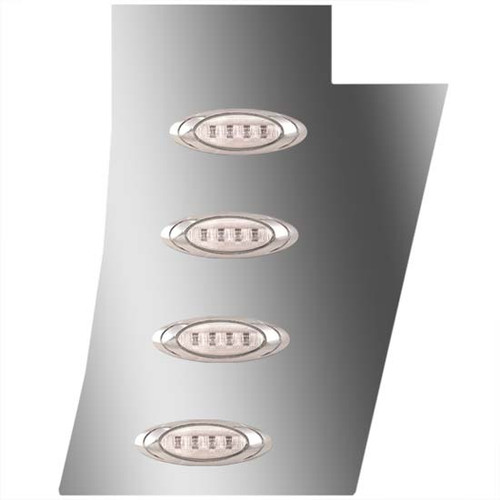3 Inch Stainless Steel Cowl Panels W/ 8 Amber/Clear P1 LEDs For Peterbilt 389 Glider