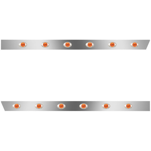 3 Inch Stainless Steel Extended Cab Panels W/ 12 P3 Amber/Amber LEDs For Peterbilt 379