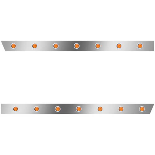 2.5 Inch Stainless Steel Cab Panels W/ 14 Bulkhead Amber/Amber LEDs For Peterbilt 386