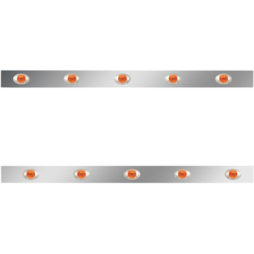 2.5 X 44 Inch Sleeper Panel W/ 5 P3 Amber/Amber LED Lights For Peterbilt 567, 579 - Pair