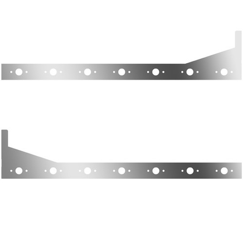 63/72 Inch Stainless Steel Sleeper Panels W/ Extensions, 14 P1 Light Holes For Peterbilt