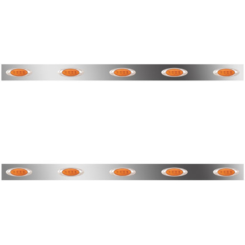 Stainless Steel Sleeper Panels W/ 10 P1 Amber/Amber LEDs For Peterbilt W/ 48 Inch Sleeper