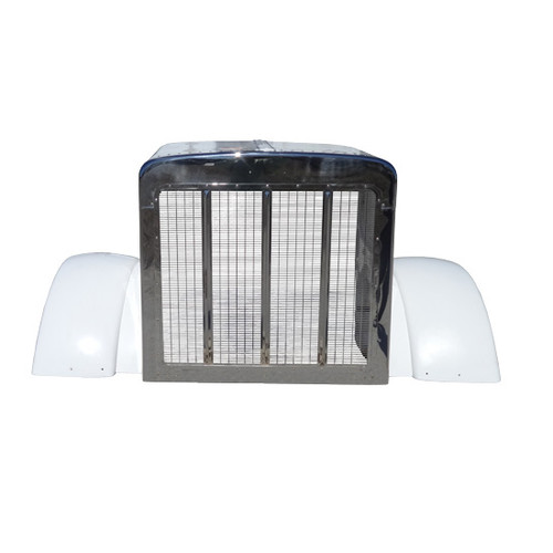 Fiberglass & Stainless Steel Hood W/ 64 Inch Centerline, Grille & Fenders By BESTfit Replaces 13-03553, L29-6062 Fits Peterbilt 379 127 BBC
