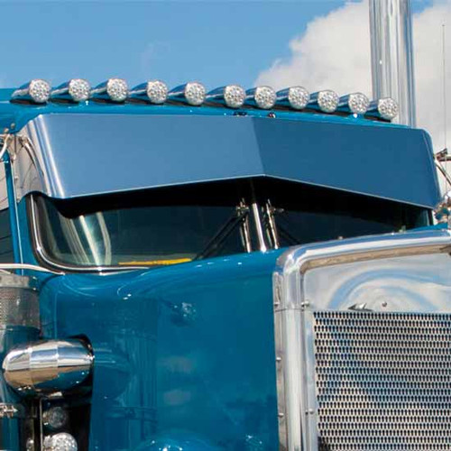 9 Inch Stainless Steel Drop Visor By Twelve Gauge Fits Kenworth T600 Aerocab, T660, T800, W900B And W900L Aerocab Models