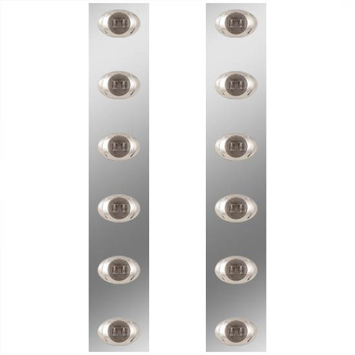 15 Inch Stainless Steel Front Air Cleaner Panels W/ 12 P3 Amber/Smoked LEDs For Kenworth W900L