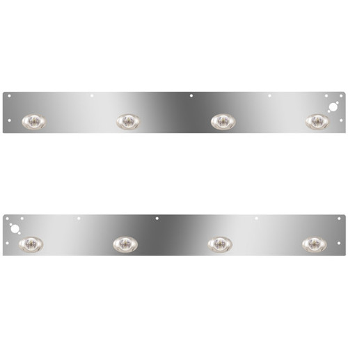 Stainless Steel Cab Panels W/ 8 P3 Amber/Clear LEDs, Dual Step Light Holes For Kenworth T800 Split Fender