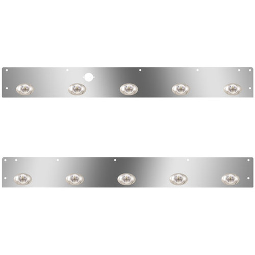 Stainless Steel Day Cab Panels W/ 10 P3 Amber/Clear LEDs, Block Heater Plug Hole For Kenworth T800, W900