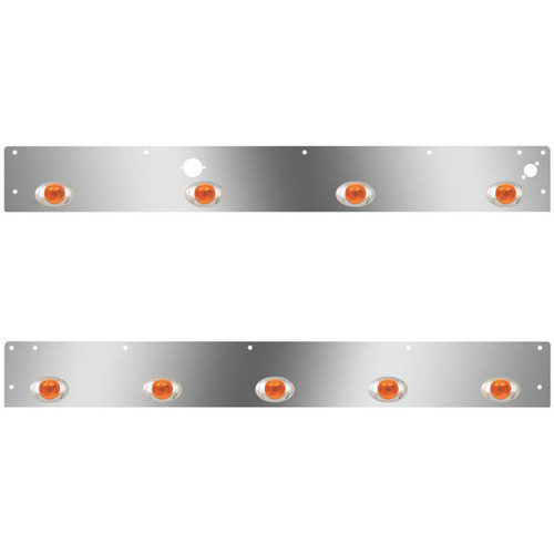 Day Cab Panels W/ 9 Total P3 Amber/Amber LEDs, Block Heater Plug Hole, Step Light For Kenworth T800 Split Fender