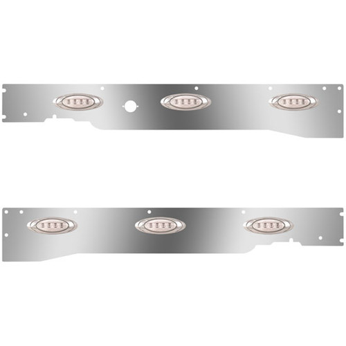 Stainless Steel Cab Panels W/ Block Heater Plug Hole, 6 P1 Amber/Clear LEDs For Kenworth T660 W/ RME