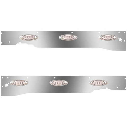 Cab Panels W/ Dual Step Light Holes, 6 P1 Amber/Clear LEDs For Kenworth T660 W/ RME
