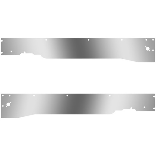 Stainless Steel Blank Cab Panels W/ Dual Side Step Light Holes 2008 - 2012 For Kenworth T660
