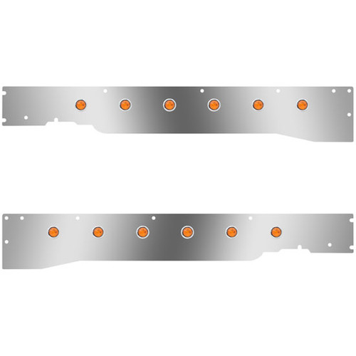 Stainless Steel Cab Panels W/ 12 - 3/4 Inch Amber/Amber LEDs For Kenworth T660 W/ RME 2013-2017