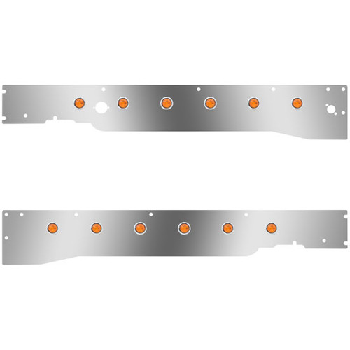 Cab Panels W/ Block Heater Plug, Driver Side Step Light Hole, 12 - 3/4 Inch Amber/Amber LEDs For Kenworth T660 W/ RME