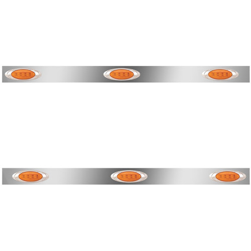 3 Inch Stainless Steel Cab Panels W/ P1 Amber/Amber LEDs For Kenworth T800