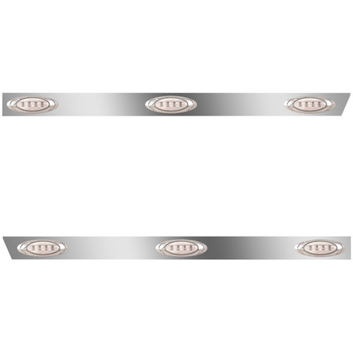 3 Inch Stainless Steel Cab Panels W/ 6 P1 Amber/Clear LEDs For Kenworth T800 Split Fender