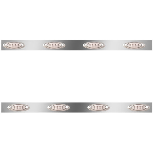 Stainless Steel Cab Panels W/ 8 P1 Amber/Clear LEDs For Kenworth W900L