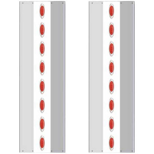 Stainless Steel Rear Sleeper Fairing Panels W/ 16 P1 Red/Red LEDs For Kenworth W900B, W900L