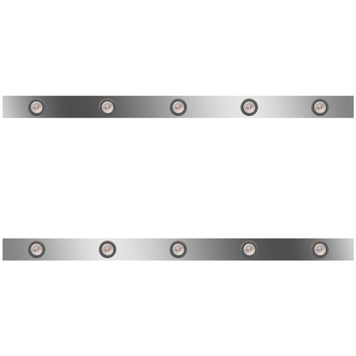 62 Inch Stainless Steel Sleeper Panels W/ 10 Round 2 Inch Amber/Clear LEDs For Kenworth T800, W900