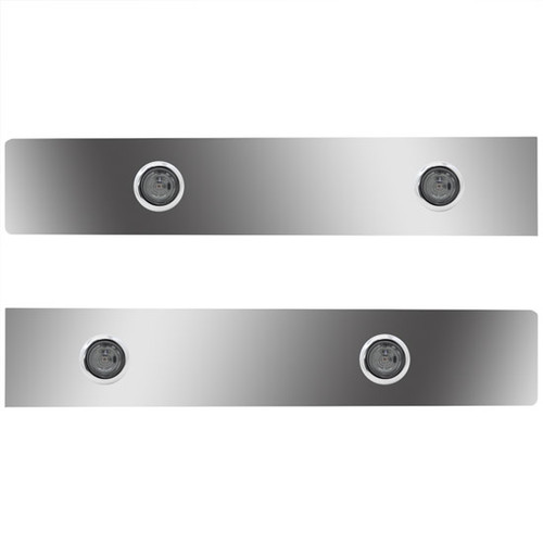 Rounded Sleeper Panel Extension Panels W/ 4 - 3/4 Inch Amber/Smoked LEDs For Kenworth T660, T800, W900L