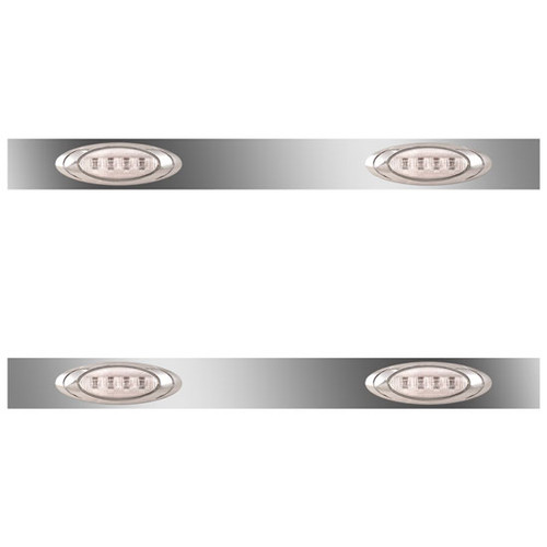 38 Inch Stainless Steel Sleeper Panels W/ 4 P1 Amber/Clear LEDs For Kenworth T660 2008-2017