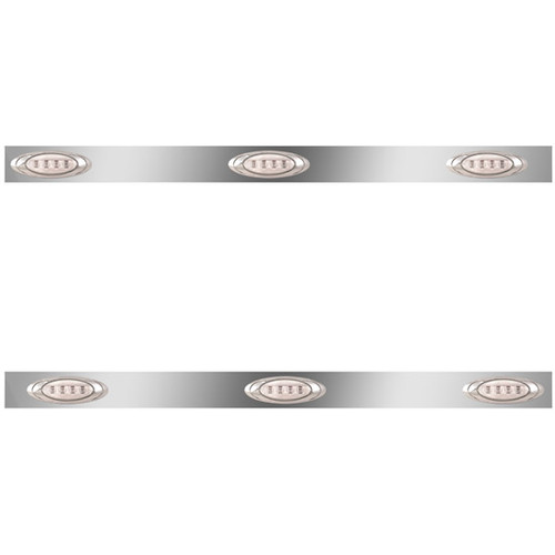 Stainless Steel Cab Panels W/ 6 P1 Amber/Clear LEDs For Freightliner Century, Columbia 1996-2011