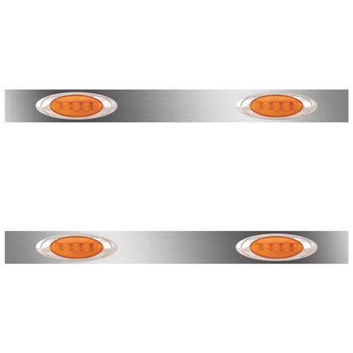 48 Inch Stainless Steel Sleeper Panels W/ 4 P1 Amber/Amber LEDs For Freightliner Classic, FLD120 SBA