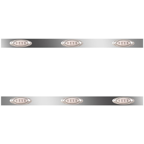 3 Inch Stainless Sleeper Panels W/ 6 Amber/Clear P1 LEDs For International W/ 51 Inch Sleeper W/ Rear-Mount Exhaust