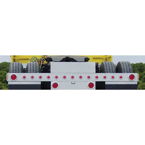 430 Stainless Steel Rear Light Bar W/ 2 - 4 Inch, 13 - 2 Inch Round Red/Red STT, 2 Super 21 Amber/Amber LEDs