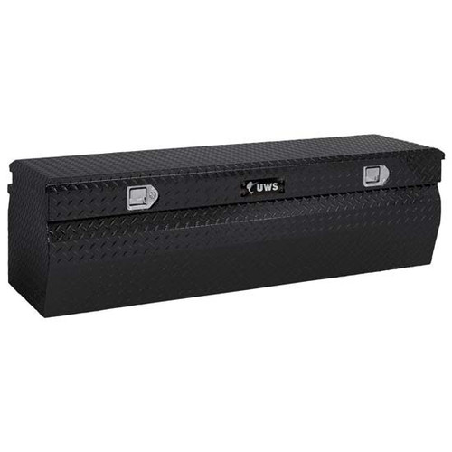 Gloss Black Diamond Plate Aluminum 48 Inch Wedge Utility Chest Box For Pickup Trucks